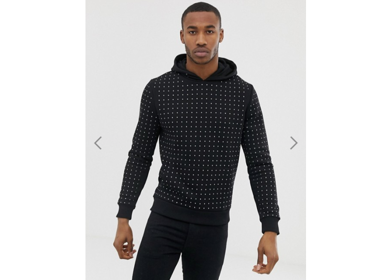 River Island hoodie with rhinestones in black